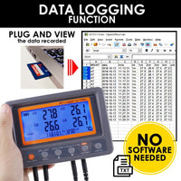 ILTH-299 Digital 4 Channels Thermometer NTC Thermistor Probe SD Card Logger with Relay Function Data Logging Big LCD Display - Instrulife