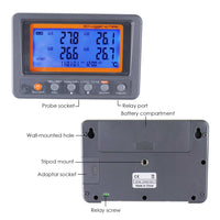 ILTH-299 Digital 4 Channels Thermometer NTC Thermistor Probe SD Card Logger with Relay Function Data Logging Big LCD Display - Instrulife