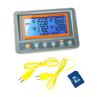 ILTH-6 Digital 4 Channels K-type Thermocouple Thermometer SD Card Logger High / Low Alarm Big LCD Display - Instrulife