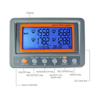 ILTH-6 Digital 4 Channels K-type Thermocouple Thermometer SD Card Logger High / Low Alarm Big LCD Display - Instrulife