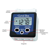 ILAF-39 Digital 360° Spirit Level Angle Gauge Inclinometer w/ Magnets Box Type +/-180 degree Accuracy 0.1 degree Bevel Box Level Angle Finder Large LCD Display - Instrulife