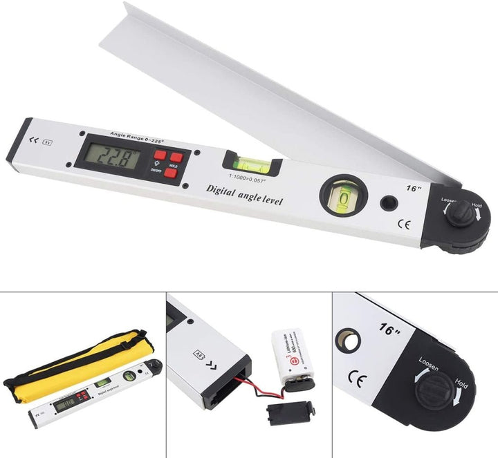 ILAF-326 Digital Angle Finder Protractor Meter 0-225° with Horizontal & Vertical Bubble Level, Backlit Display - Instrulife
