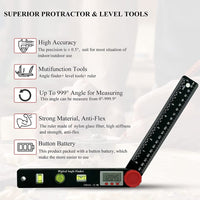 ILAF-327 4 in 1 Multifunctional Digital Angle Finder Protractor, Ruler (7inch, 190mm) Level Tool with Horizontal Vertical Circular Level - Instrulife