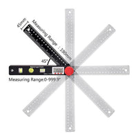 ILAF-327 4 in 1 Multifunctional Digital Angle Finder Protractor, Ruler (7inch, 190mm) Level Tool with Horizontal Vertical Circular Level - Instrulife