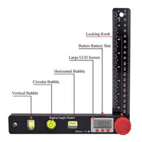 ILAF-327 4 in 1 Multifunctional Digital Angle Finder Protractor, Ruler (7inch, 190mm) Level Tool with Horizontal Vertical Circular Level - Instrulife