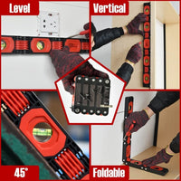 ILAF-365 Multi-function Foldable Level Angle Finder with 4 Bubble Levels 45°/90°/180° Ruler Magnets for Carpenters Woodworkers Fabricators - Instrulife
