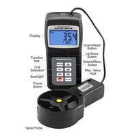ILAN-702 Digital 3-range Multi-function Thermo Anemometer, Air Speed Wind Flow Temperature Velocity Beaufort Scale, Backlight, Weather Analysis, Navigation, Marine Applications, HVAC, Data Collection - Instrulife