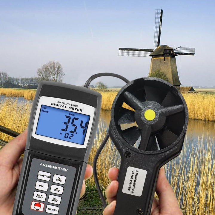 ILAN-702 Digital 3-range Multi-function Thermo Anemometer, Air Speed Wind Flow Temperature Velocity Beaufort Scale, Backlight, Weather Analysis, Navigation, Marine Applications, HVAC, Data Collection - Instrulife