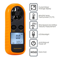 ILAN-703 2-in-1 Mini Handheld Digital Anemometer with Thermometer, Air Flow Wind Speed Meter, Beaufort Wind Scale Bar Graph, Ideal for Drone Flying, Sailing, Ventilation System Airflow Measurement, m/S , km/H , Ft/min., Knots, mph, Celsius or Fahrenheit - Instrulife