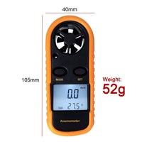 ILAN-703 2-in-1 Mini Handheld Digital Anemometer with Thermometer, Air Flow Wind Speed Meter, Beaufort Wind Scale Bar Graph, Ideal for Drone Flying, Sailing, Ventilation System Airflow Measurement, m/S , km/H , Ft/min., Knots, mph, Celsius or Fahrenheit - Instrulife