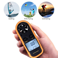ILAN-703 2-in-1 Mini Handheld Digital Anemometer with Thermometer, Air Flow Wind Speed Meter, Beaufort Wind Scale Bar Graph, Ideal for Drone Flying, Sailing, Ventilation System Airflow Measurement, m/S , km/H , Ft/min., Knots, mph, Celsius or Fahrenheit - Instrulife