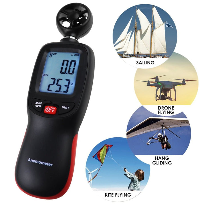 ILAN-271 Digital Handheld Anemometer Wind Speed Meter Measure Temperature Air Velocity Wind Chill Gauge with Data Recording for Windsurfing Kite flying Sailing Surfing Fishing - Instrulife