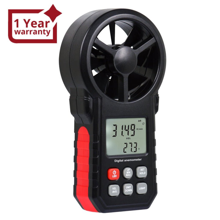 ILAN-272 Digital Vane Anemometer Handheld Wind Speed Temperature Meter Air Velocity Wind Chill Tester Gauge with MAX/MIN/AVG/Current Measurement Backlight - Instrulife