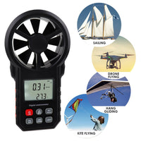 ILAN-272 Digital Vane Anemometer Handheld Wind Speed Temperature Meter Air Velocity Wind Chill Tester Gauge with MAX/MIN/AVG/Current Measurement Backlight - Instrulife