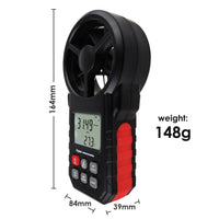 ILAN-272 Digital Vane Anemometer Handheld Wind Speed Temperature Meter Air Velocity Wind Chill Tester Gauge with MAX/MIN/AVG/Current Measurement Backlight - Instrulife