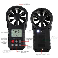 ILAN-272 Digital Vane Anemometer Handheld Wind Speed Temperature Meter Air Velocity Wind Chill Tester Gauge with MAX/MIN/AVG/Current Measurement Backlight - Instrulife