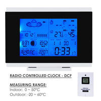 ILWS-106_2S Weather Station with 2 Wireless Sensors, with Time, Barometer Weather Forecast, Temperature, Humidity, Sunrise/ Sunset/ Moonrise/ Moonset, Date, Alarm & Snooze, Radio Controlled Clock RCC DST, 12/ 24-hour format, Indoor & Outdoor - Instrulife