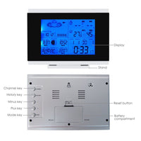 ILWS-106_2S Weather Station with 2 Wireless Sensors, with Time, Barometer Weather Forecast, Temperature, Humidity, Sunrise/ Sunset/ Moonrise/ Moonset, Date, Alarm & Snooze, Radio Controlled Clock RCC DST, 12/ 24-hour format, Indoor & Outdoor - Instrulife