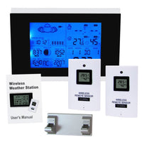 ILWS-106_2S Weather Station with 2 Wireless Sensors, with Time, Barometer Weather Forecast, Temperature, Humidity, Sunrise/ Sunset/ Moonrise/ Moonset, Date, Alarm & Snooze, Radio Controlled Clock RCC DST, 12/ 24-hour format, Indoor & Outdoor - Instrulife