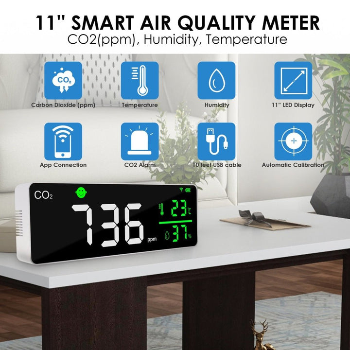 ILAQ-353 Smart WiFi CO2 Detector Indoor Air Quality Monitor Carbon Dioxide, Temperature, and Humidity Meter with NDIR Sensor and Air Convection Design for Grow Tent, Bedroom, Wine Cellars - Instrulife