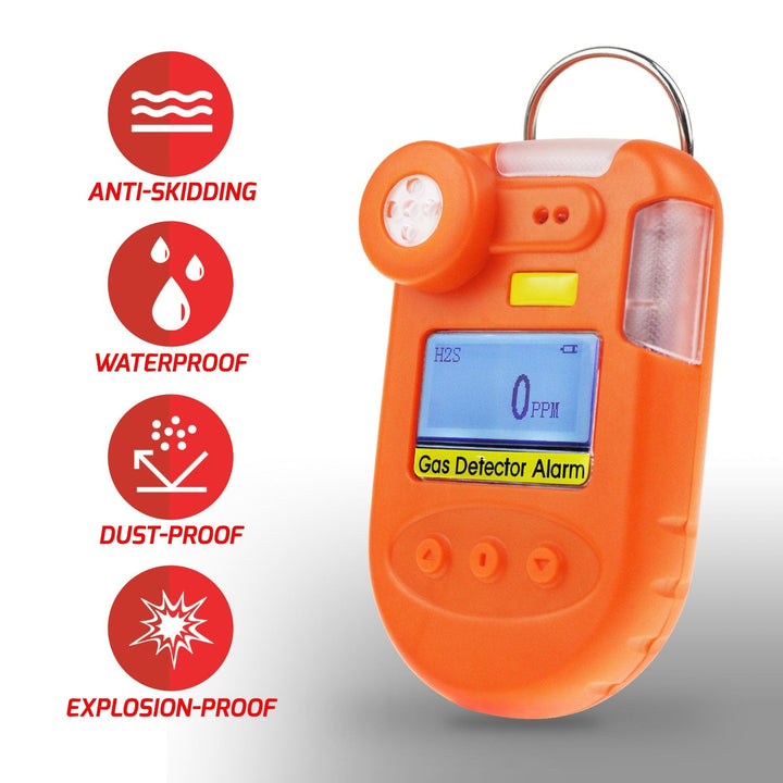 ILAQ-374 Portable Hydrogen Sulfide (H₂S) Gas Detector 1500 Record Alarm Events with Audible, Visual, Vibration Alarm Function - Instrulife