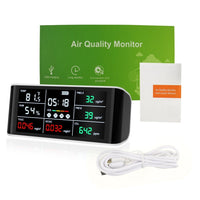 ILAQ-388 Portable 9 in 1 Indoor Air Quality Meter CO2 Monitor Formaldehyde Detector VOC Sensor AQI Index PM2.5 PM10 and Humidity Temp with Time Display Air Monitor Test Kit - Instrulife