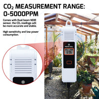 ILAQ-419 Dual-Output CO2 Controller Carbon Dioxide Monitor with Day & Night Auto Detection, Temperature and Humidity Measurement, 15ft Remote NDIR CO2 Sensor, and Trend Chart for Greenhouses, Offices, Factories, Homes, etc. - Instrulife