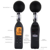 ILDA-286 WBGT (Wet Bulb Globe Temperature) Heat Stress Meter Datalogger Air Globe Temperature Humidity Tester with Backlight Indicator Audible Alarm Data Logging Function Handheld or Mount in Tripod - Instrulife