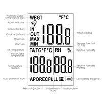 ILDA-286 WBGT (Wet Bulb Globe Temperature) Heat Stress Meter Datalogger Air Globe Temperature Humidity Tester with Backlight Indicator Audible Alarm Data Logging Function Handheld or Mount in Tripod - Instrulife