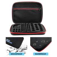 ILBT-319_BT Large-capacity, Portable, Waterproof, Shockproof and Flexible Battery Organizer Storage Case, with Tester, Internal Compartment and Containers - Instrulife