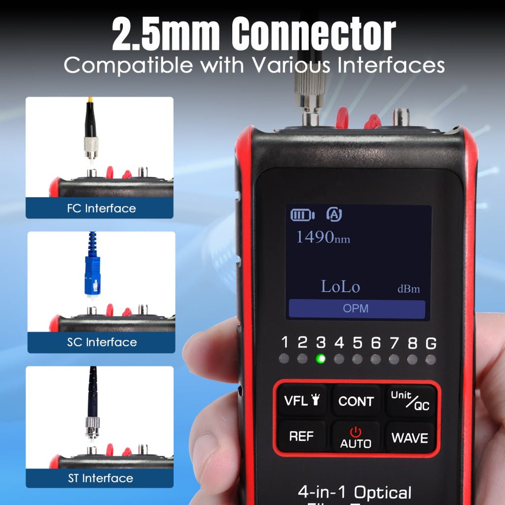 ILCT-430 Fiber Optic Power Meter VFL REF FC SC ST Visual Fault Locator HD Colored LCD Display Fiber Optical Cable Tester Network Tools - Instrulife
