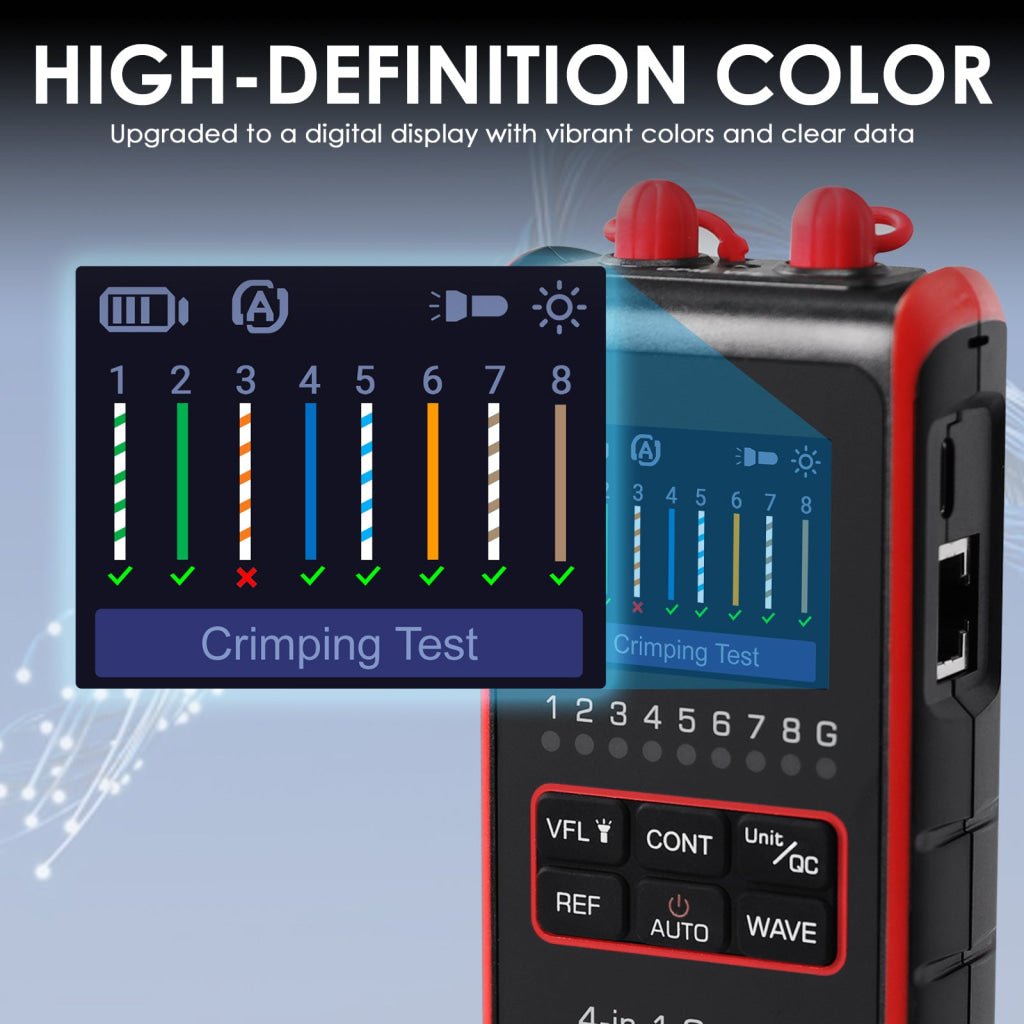 ILCT-430 Fiber Optic Power Meter VFL REF FC SC ST Visual Fault Locator HD Colored LCD Display Fiber Optical Cable Tester Network Tools - Instrulife