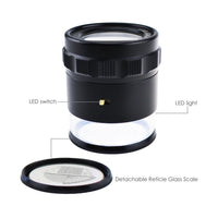 ILJL-717L Magnifier Scale Loupe 10x Magnification 8 LED Light 20mm Scale Chart & 25mm Field of View - Instrulife