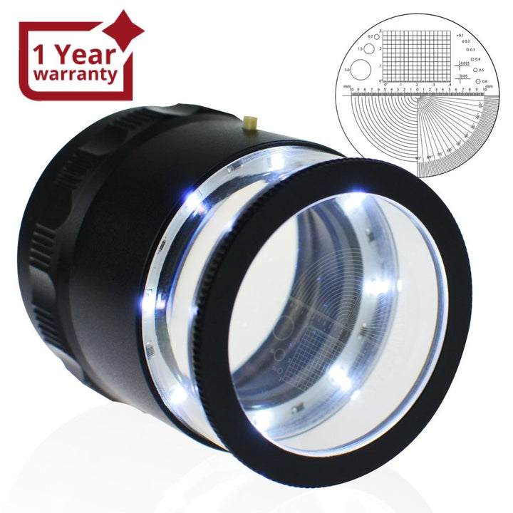 ILJL-717L Magnifier Scale Loupe 10x Magnification 8 LED Light 20mm Scale Chart & 25mm Field of View - Instrulife
