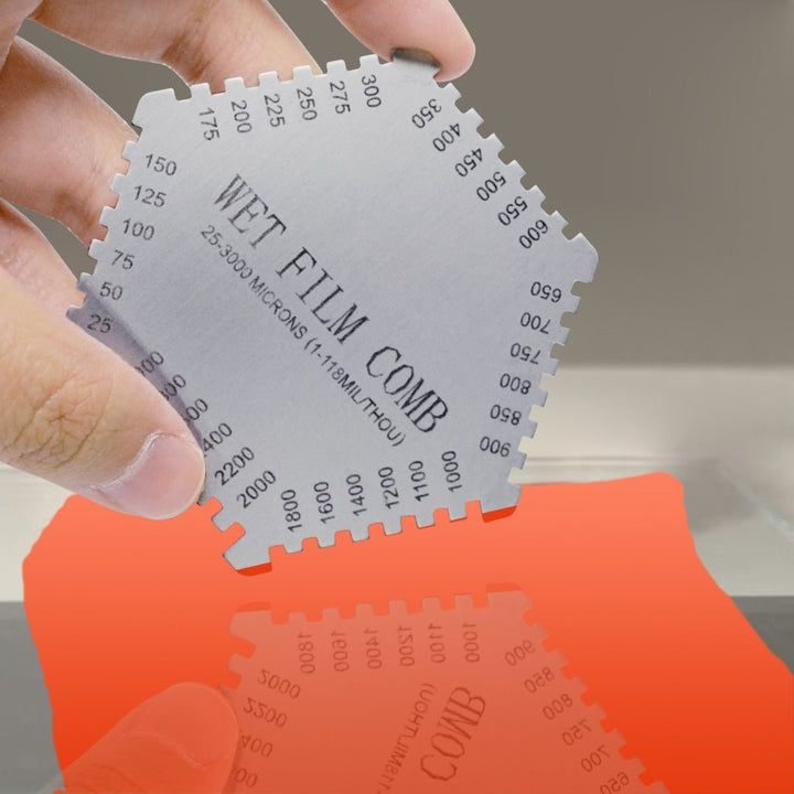 ILTM-8000 Wet Film Combs 25~3000µm Microns Micrometer / 1~118 Mil Dual Scale, Wet Paint Coating Thickness Step Notched Gauge, Hexagonal Style - Instrulife