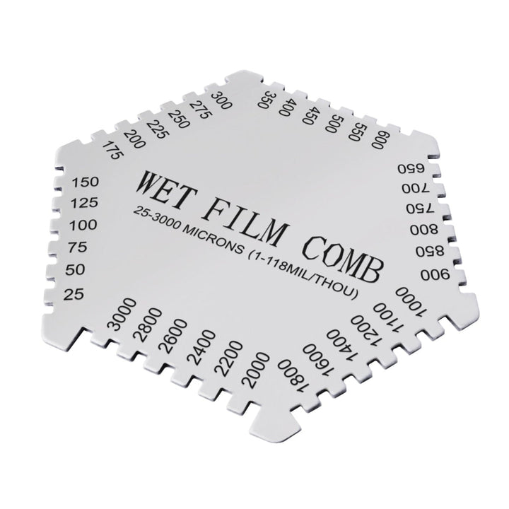 ILTM-8000 Wet Film Combs 25~3000µm Microns Micrometer / 1~118 Mil Dual Scale, Wet Paint Coating Thickness Step Notched Gauge, Hexagonal Style - Instrulife