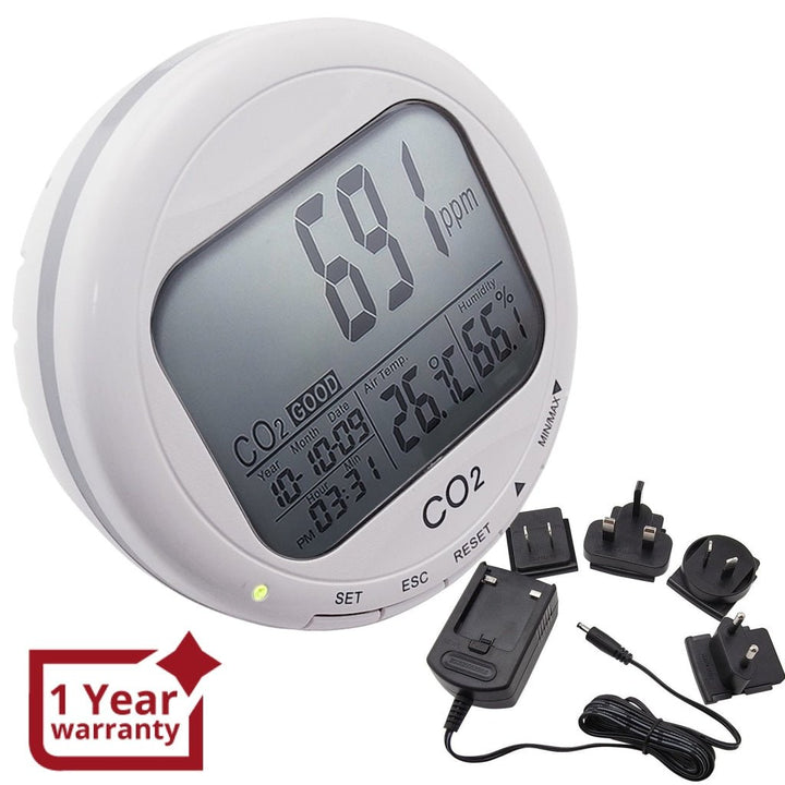 ILAQ-3 Desktop Indoor Air Quality Monitor Carbon Dioxide (CO2) Temperature Humidity %RH 0~2000ppm Range - Instrulife