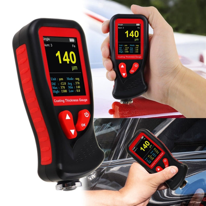 ILTM-275 Professional Thickness Meter Gauge Digital HD Colored Display Car Paint Coating Tester Data Storage Screen Rotation Rechargeable Battery Automotive Tool 0~1300um/51mil Measurement Range - Instrulife