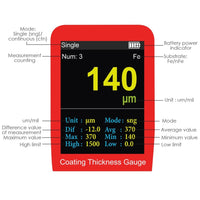 ILTM-275 Professional Thickness Meter Gauge Digital HD Colored Display Car Paint Coating Tester Data Storage Screen Rotation Rechargeable Battery Automotive Tool 0~1300um/51mil Measurement Range - Instrulife