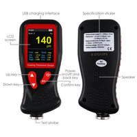 ILTM-275 Professional Thickness Meter Gauge Digital HD Colored Display Car Paint Coating Tester Data Storage Screen Rotation Rechargeable Battery Automotive Tool 0~1300um/51mil Measurement Range - Instrulife
