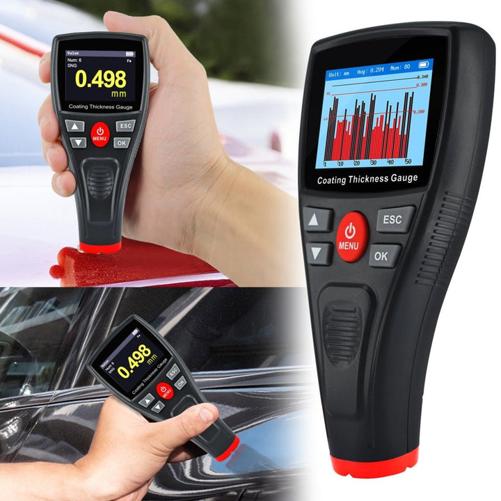 ILTM-276 Professional Thickness Meter Gauge Digital HD Colored Display Car Paint Coating Tester 0~1500um/0~59mil/0~1.5mm Measurement Range Data Storage Automatic Screen Rotation Automotive Tool - Instrulife