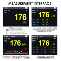 ILTM-276 Professional Thickness Meter Gauge Digital HD Colored Display Car Paint Coating Tester 0~1500um/0~59mil/0~1.5mm Measurement Range Data Storage Automatic Screen Rotation Automotive Tool - Instrulife