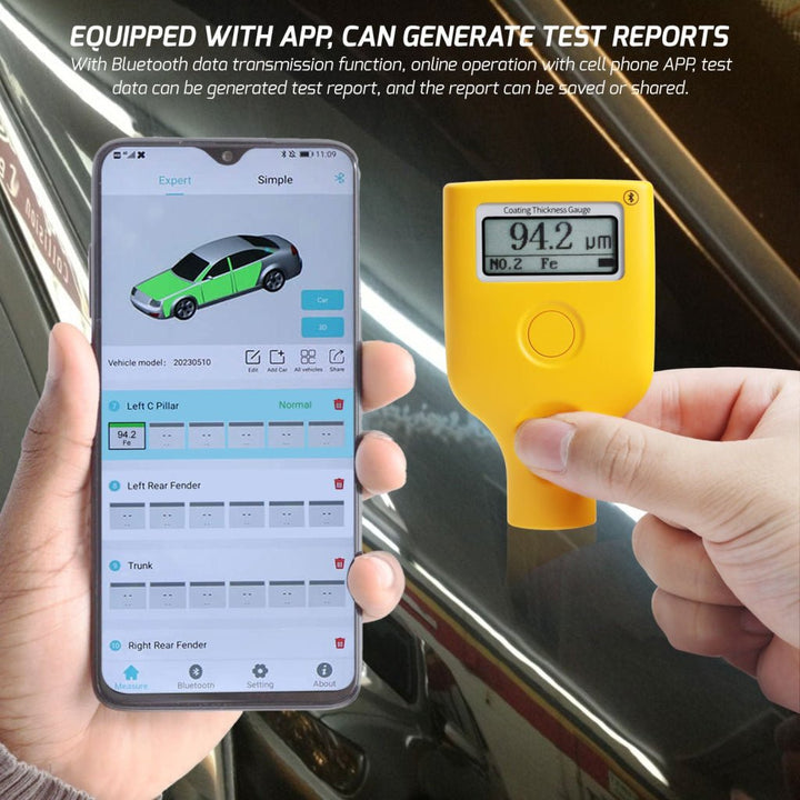 ILTM-407 Paint Thickness Meter Mil Coating Depth Gauge Tester with Fe/NFe Measuring 0-3500 μm for Used Car Buyers, Check The Cars Original Coating - Instrulife