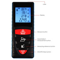 ILDM-209 40M (131ft) Digital Laser Distance Meter Measuring Device D8 Rangefinder Measure Telemetro Range Finder with Backlit LCD Screen, Single-distance/ Continuous Measurement Area Pythagorean Modes, +/- 1.5mm High Accuracy - Instrulife