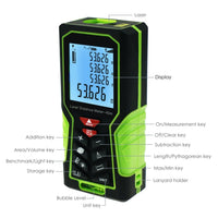 ILDM-722 Digital Laser Distance Meter 40m (131ft) Handheld Range Finder Area & Volume Measuring Tools Meter Tester with Backlight and Spirit Bubble Level, ±1mm accuracy - Instrulife