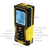 ILDM-723 Digital Laser Distance Meter 70m (229ft) Handheld Range Finder Area & Volume Measuring Tools Meter Tester with Backlight and Spirit Bubble Level, ±1mm accuracy - Instrulife