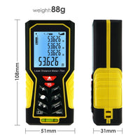 ILDM-723 Digital Laser Distance Meter 70m (229ft) Handheld Range Finder Area & Volume Measuring Tools Meter Tester with Backlight and Spirit Bubble Level, ±1mm accuracy - Instrulife