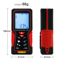 ILDM-724 Digital Laser Distance Meter 100m(328ft) Handheld Range Finder Area & Volume Measuring Tools Meter Tester with Backlight and Spirit Bubble Level, ±1mm accuracy - Instrulife