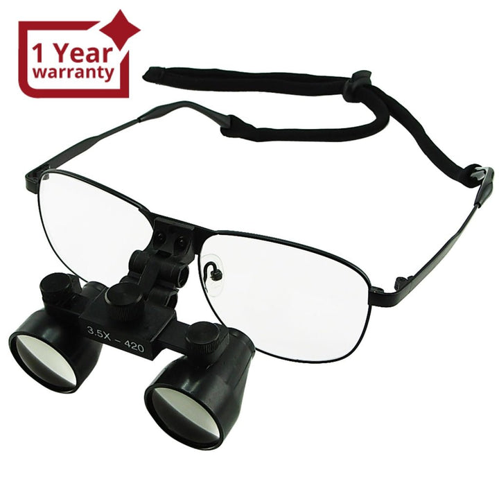 ILDL-769 3.5x Magnification Dental Loupes, Galilean Style Titanium Frame, Dental Surgical Medical Binocular, 60mm Field of View + 55mm Depth of Field +420mm Working Distance, Flip-Up Function Flexible Optical Glass Loupe Dentistry - Instrulife