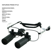 ILDL-770 6.0x Magnification Dental Loupes, Prismatic Keplerian Style Titanium Frame, Dental Surgical Medical Binocular 45mm Field of View + 25mm Depth of Field + 420mm Working Distance, Flip-Up Flexible Optical Glass Loupe Dentistry - Instrulife